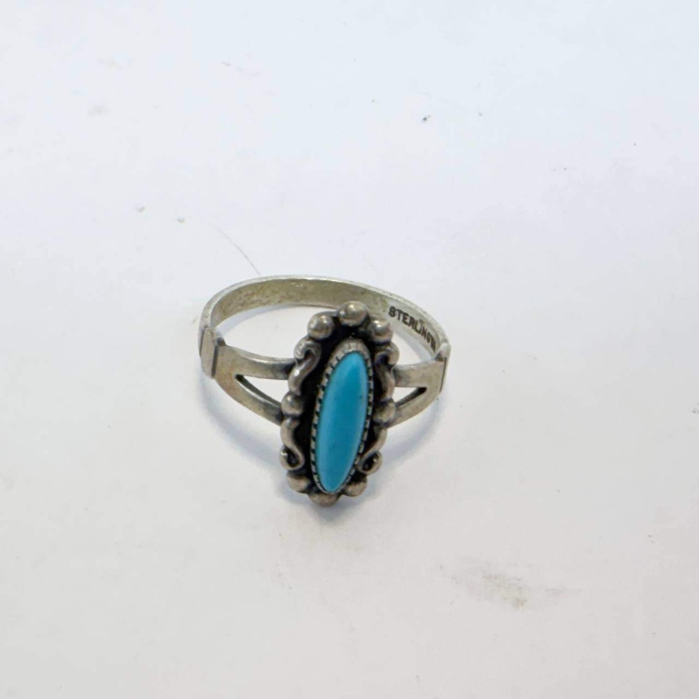 Vintage Sterling Silver Turquoise Ring Size 8 Navajo Style WA Hallmark Boho